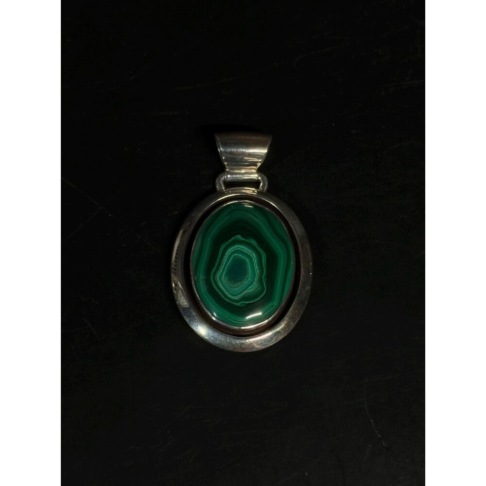 Wilford Chee Navajo Sterling Silver Malachite Pendant